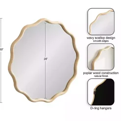 Kirklands Home Decorative Mirrors|Natural Wavy Scallop Round Wall Mirror Tan