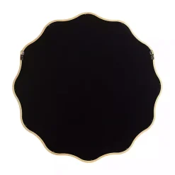 Kirklands Home Decorative Mirrors|Natural Wavy Scallop Round Wall Mirror Tan