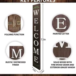 Kirklands Home Garden Decor|Natural Welcome Laurel Porch Board Brown