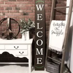 Kirklands Home Garden Decor|Natural Welcome Laurel Porch Board Brown