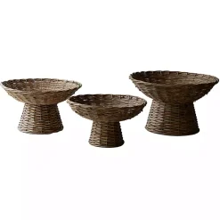 Hot Natural Wicker Compote Bowls, Set of 3 Decorative Bowls & Jars