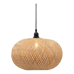 Kirklands Home Chandeliers & Pendant Lighting|Natural Wide Woven Bamboo Globe Pendant Light
