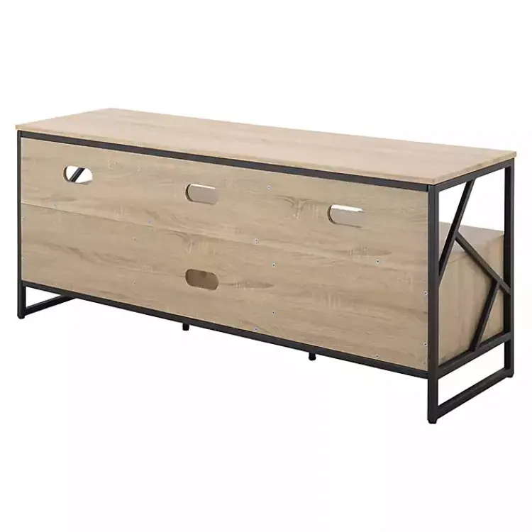 Kirklands Home Tv Stands & Media Consoles|Natural Wood and Black Steel Media Sd Tan