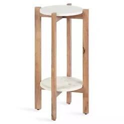 Kirklands Home Accent & End Tables|Natural Wood and Marble Moxley Accent Table