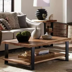 Kirklands Home Coffee Tables|Natural Wood and Metal Coffee Table