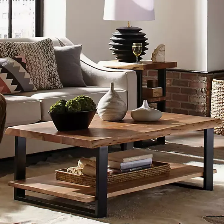 Kirklands Home Coffee Tables|Natural Wood and Metal Coffee Table