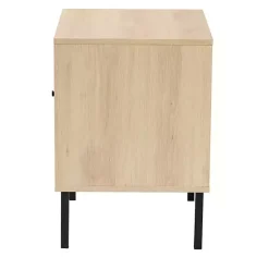 Kirklands Home Nightstands|Natural Wood and Metal Storage Shelf Nightsd Tan