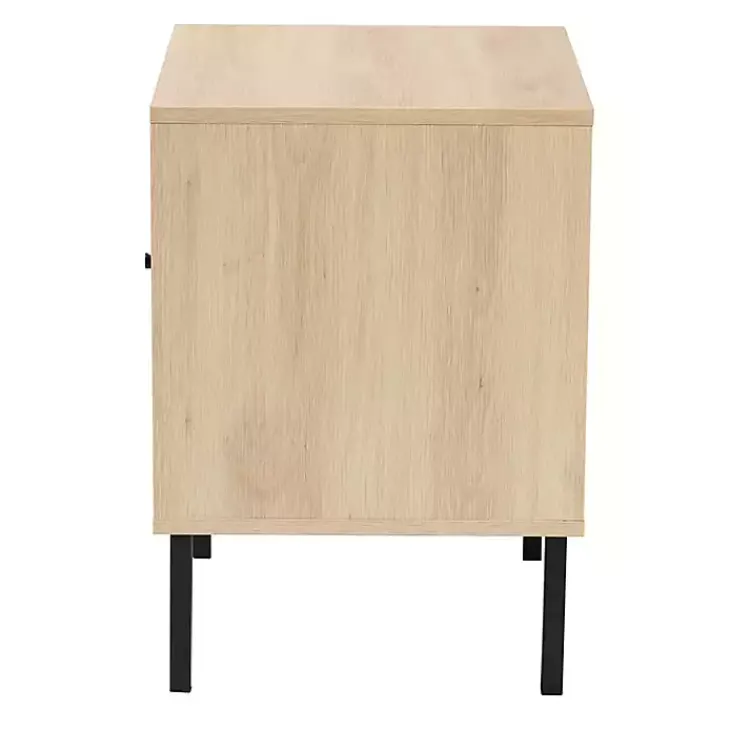 Kirklands Home Nightstands|Natural Wood and Metal Storage Shelf Nightsd Tan