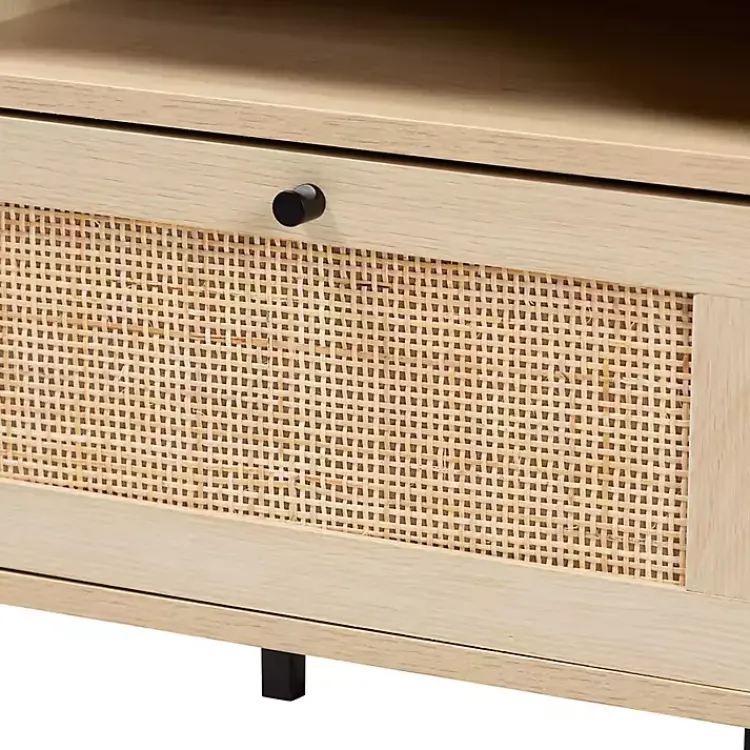 Kirklands Home Nightstands|Natural Wood and Metal Storage Shelf Nightsd Tan