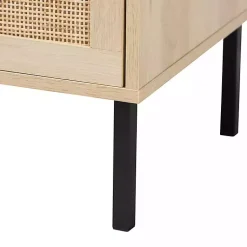 Kirklands Home Nightstands|Natural Wood and Metal Storage Shelf Nightsd Tan