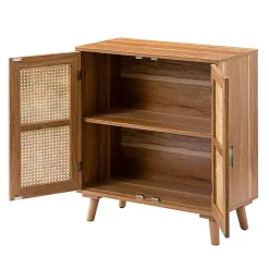 Kirklands Home Cabinets & Sideboards|Natural Wood and Rattan 2-Door Cabinet Brown
