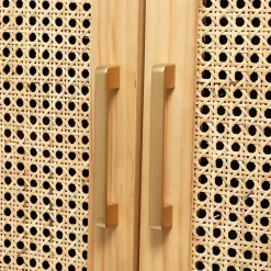 Kirklands Home Cabinets & Sideboards|Natural Wood and Rat 2-Door Storage Cabinet Tan