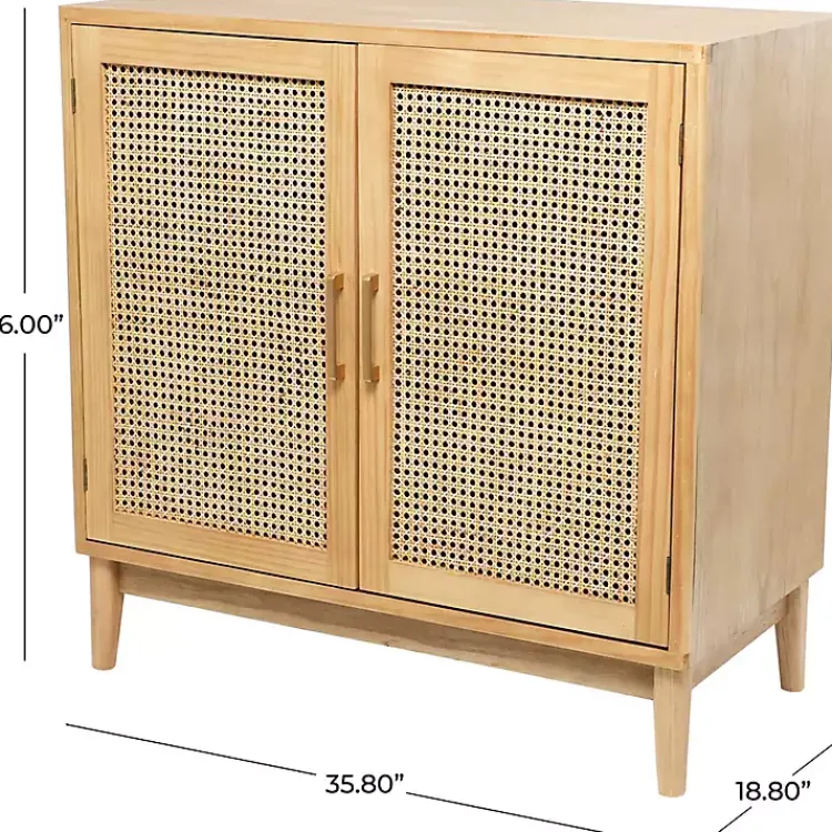 Kirklands Home Cabinets & Sideboards|Natural Wood and Rat 2-Door Storage Cabinet Tan