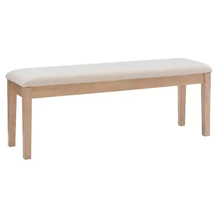 Kirklands Home Benches & Ottomans|Natural Wood and Upholstered Seat Bench Tan