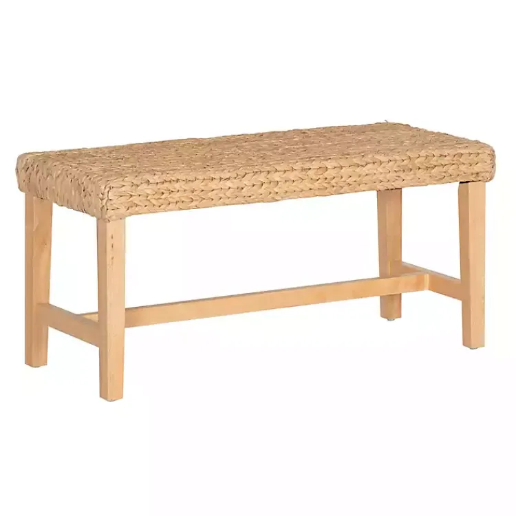 Kirklands Home Benches & Ottomans|Natural Wood and Woven Hyacinth Bench Tan