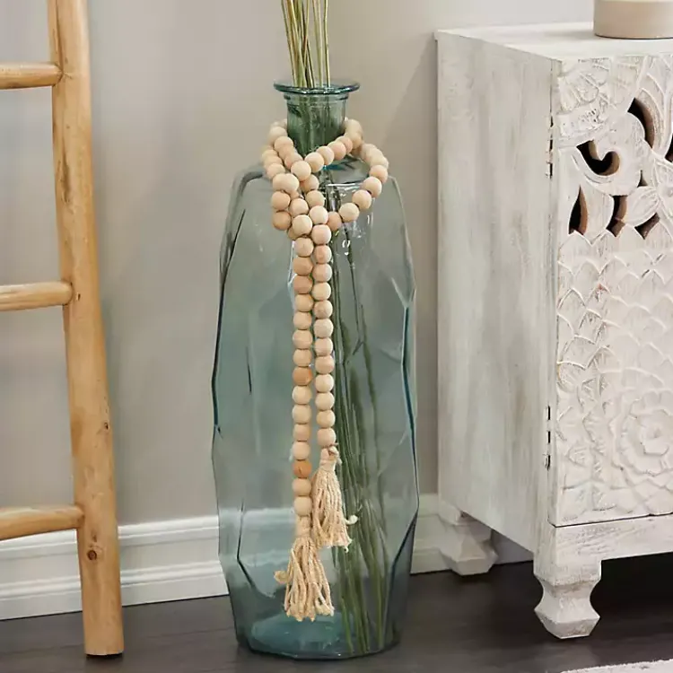 Outlet Natural Wood Beaded Tassel Garland Decorative Accents