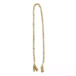 Outlet Natural Wood Beaded Tassel Garland Decorative Accents