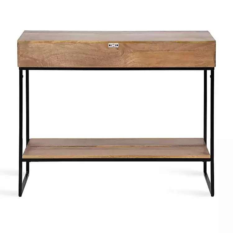 Kirklands Home Console Tables|Natural Wood Metal Console Table Black