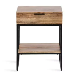 Kirklands Home Accent & End Tables|Natural Wood Metal Accent Table Black