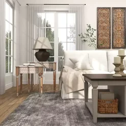 Kirklands Home Accent & End Tables|Natural Wood Carved Leaf Accent Tables, Set of 2