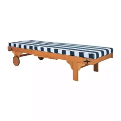 Kirklands Home Outdoor Seating|Natural Wood Chaise with Table and Striped Cushion