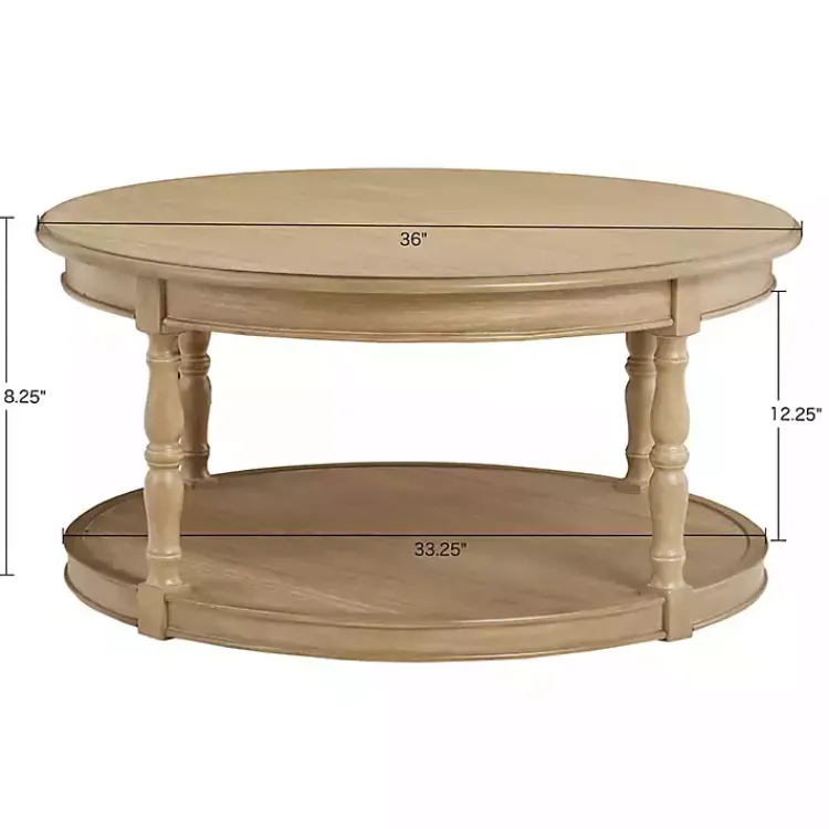 Kirklands Home Coffee Tables|Natural Wood Finish Turned Leg Round Coffee Table
