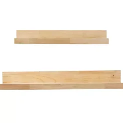 Kirklands Home Shelves|Natural Wood Floating Shelves, Set of 2 Tan