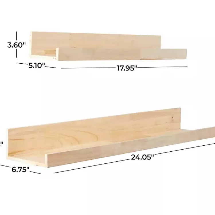 Kirklands Home Shelves|Natural Wood Floating Shelves, Set of 2 Tan