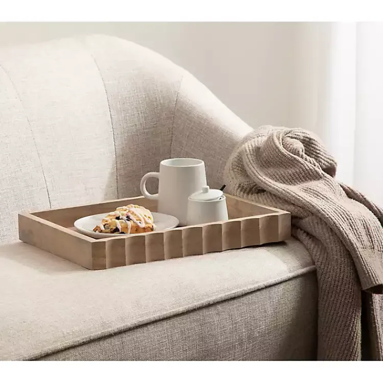 Sale Natural Wood Fluted Lissi Recgular Serving Tray Decorative Trays
