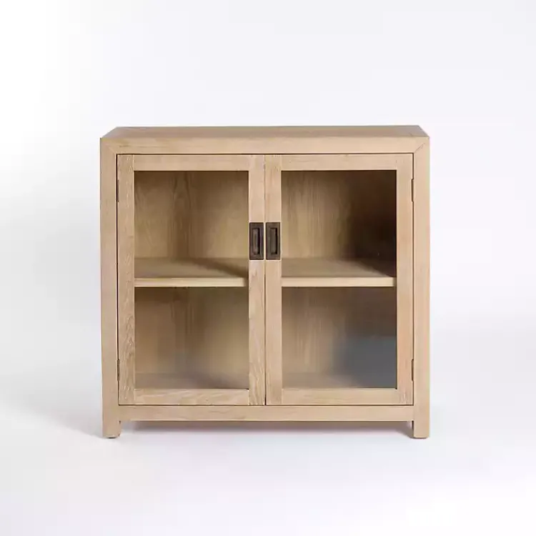 Kirklands Home Cabinets & Sideboards|Natural Wood Glass Door Modular Cabinet Tan