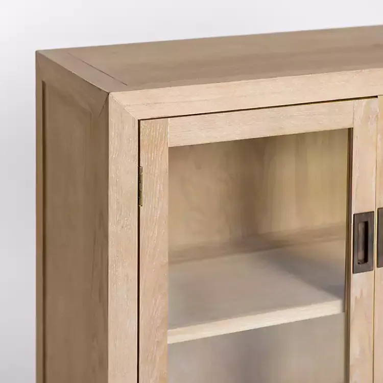 Kirklands Home Cabinets & Sideboards|Natural Wood Glass Door Modular Cabinet Tan