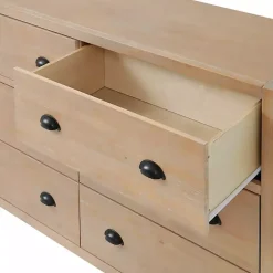 Kirklands Home Dressers & Chests|Natural Wood Grain 6-Drawer Dresser Tan