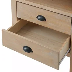 Kirklands Home Nightstands|Natural Wood Grain Open Storage Nightsd Tan