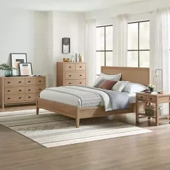 Kirklands Home Beds & Headboards|Natural Wood Grain Panel King Bed Tan