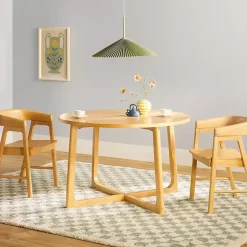 Kirklands Home Dining Tables|Natural Wood Modern Round Dining Table Tan