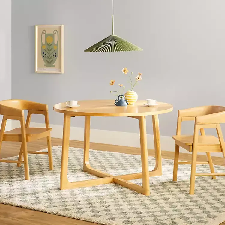 Kirklands Home Dining Tables|Natural Wood Modern Round Dining Table Tan