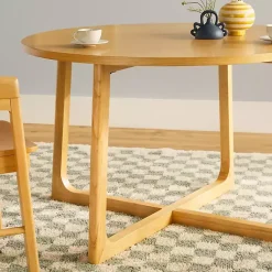 Kirklands Home Dining Tables|Natural Wood Modern Round Dining Table Tan