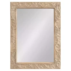 Kirklands Home Decorative Mirrors|Natural Wood Ornate Carved Wall Mirror Tan