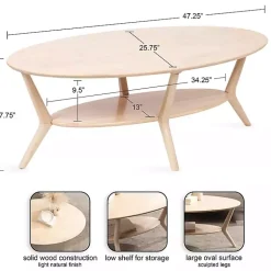Kirklands Home Coffee Tables|Natural Wood Oval Nile Coffee Table Tan