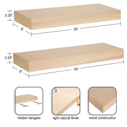Kirklands Home Shelves|Natural Wood 2-pc. Floating Shelves, 24 in.