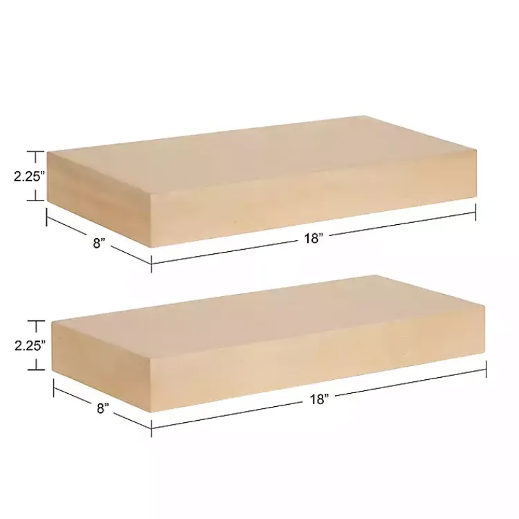 Kirklands Home Shelves|Natural Wood 2-pc. Floating Shelves, 18 in.