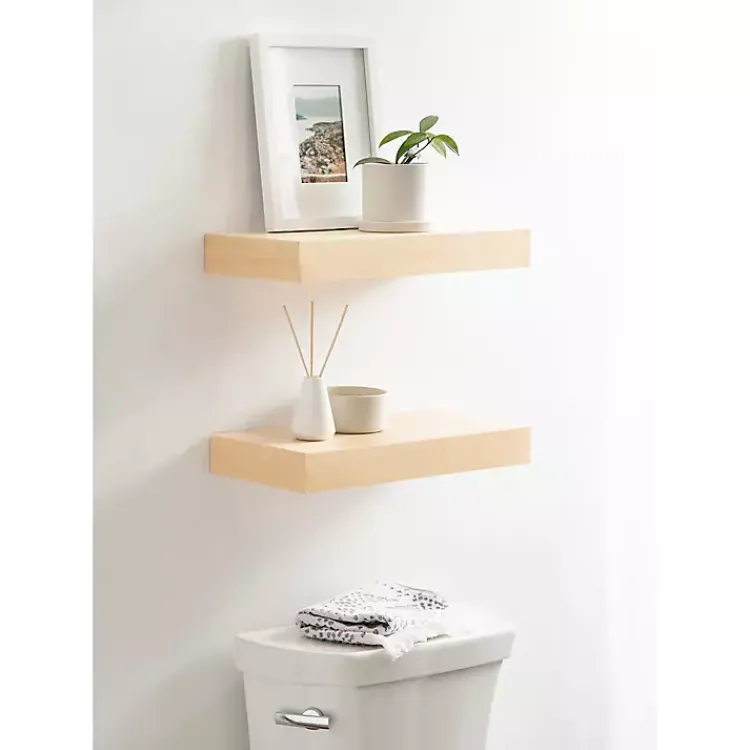 Kirklands Home Shelves|Natural Wood 2-pc. Floating Shelves, 18 in.