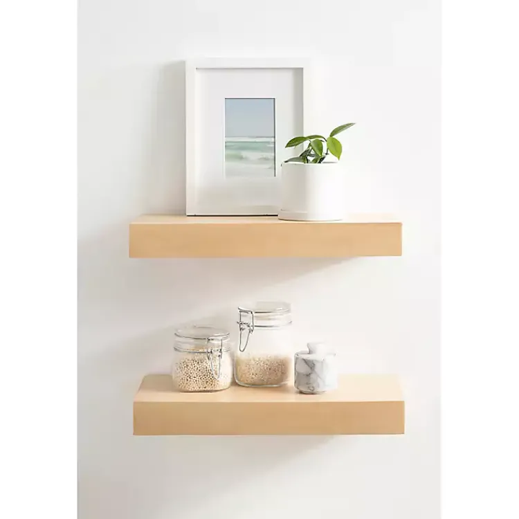 Kirklands Home Shelves|Natural Wood 2-pc. Floating Shelves, 18 in.