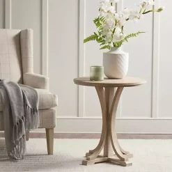 Kirklands Home Accent & End Tables|Natural Wood Pedestal Martha Stewart Accent Table