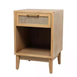Kirklands Home Dressers & Chests|Natural Wood Rattan Nightstand Brown