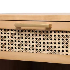 Kirklands Home Dressers & Chests|Natural Wood Rattan Nightstand Brown