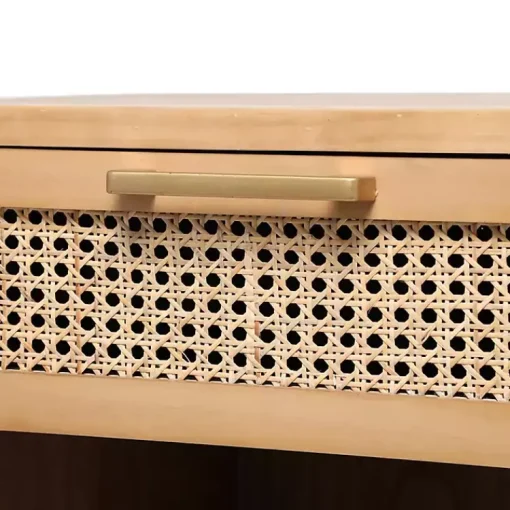 Kirklands Home Dressers & Chests|Natural Wood Rattan Nightstand Brown