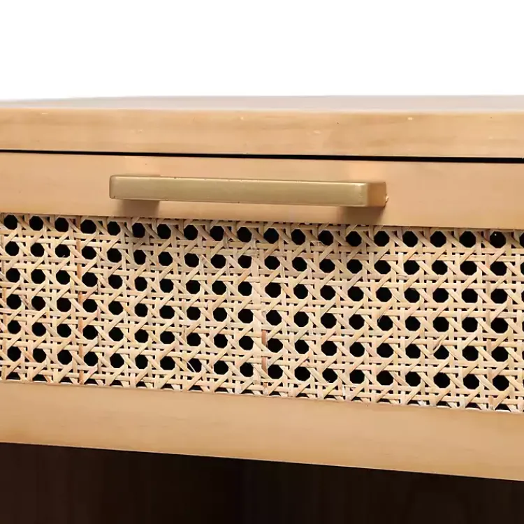 Kirklands Home Dressers & Chests|Natural Wood Rattan Nightstand Brown