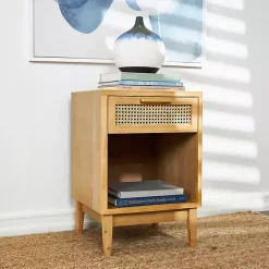 Kirklands Home Dressers & Chests|Natural Wood Rattan Nightstand Brown