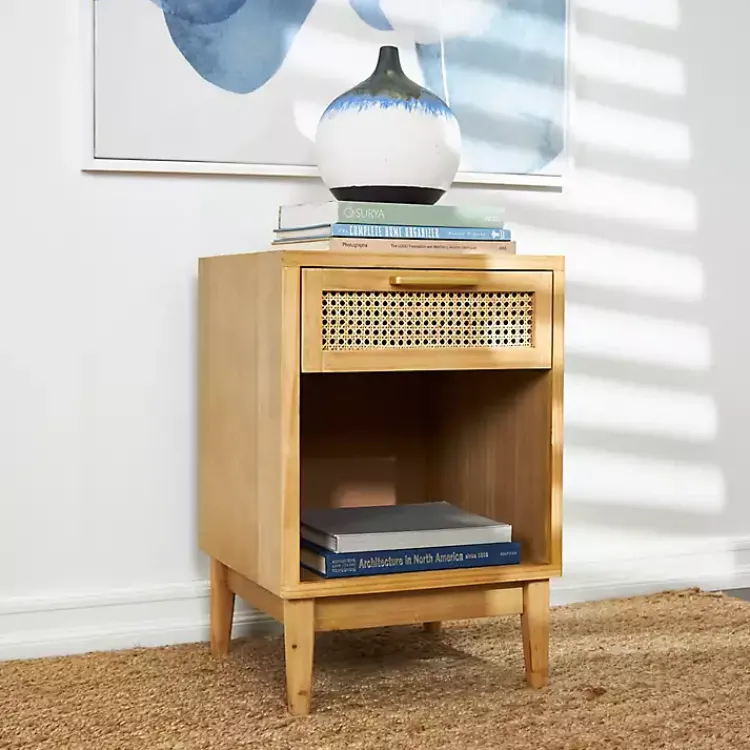 Kirklands Home Dressers & Chests|Natural Wood Rattan Nightstand Brown